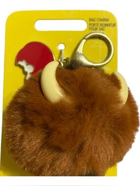 Disney Brown Faux Fur Buffalo Pom Bag Charm with Ivory Horns